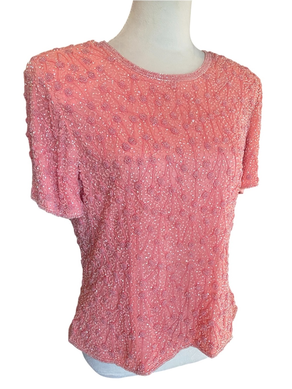 Vintage Adrianna Papell 100% Silk Beaded Top